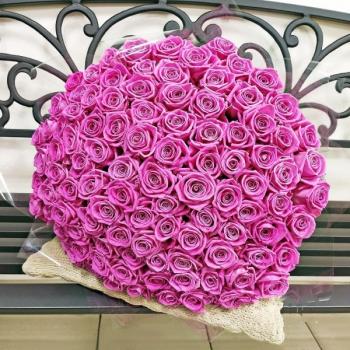 Букет Розовые розы Эквадор 101 шт (50 см) код товара: 241704